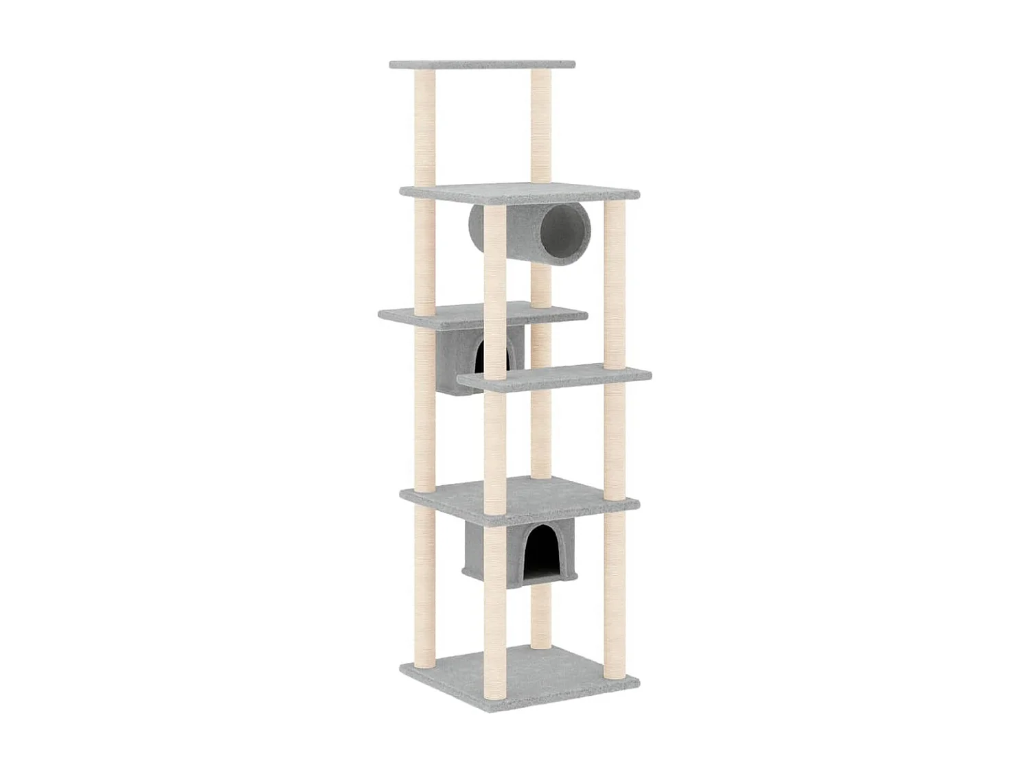 Rascador para gatos con postes de sisal gris claro 169 cm