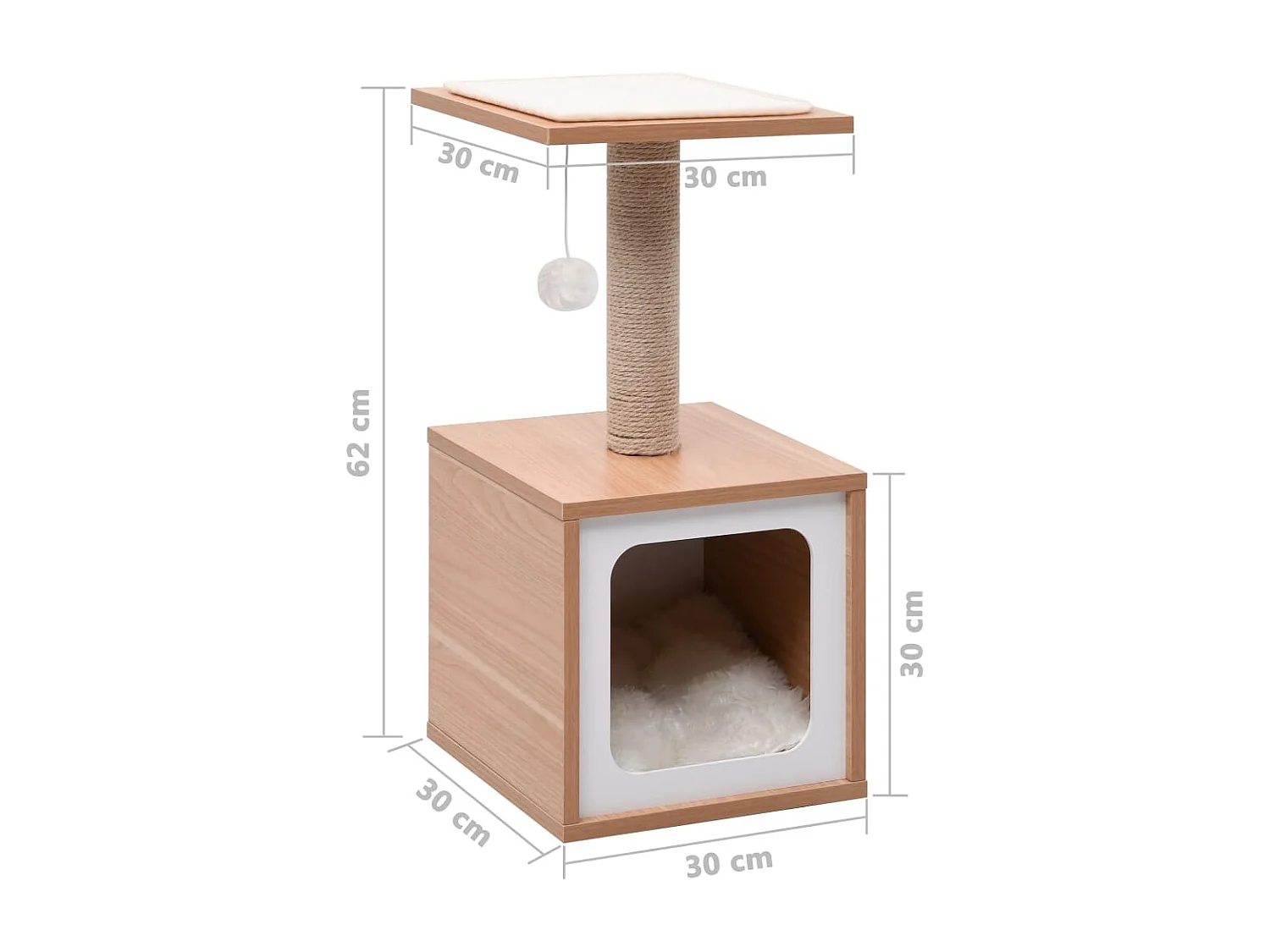 Arbre à chat avec tapis à gratter en sisal 62 cm