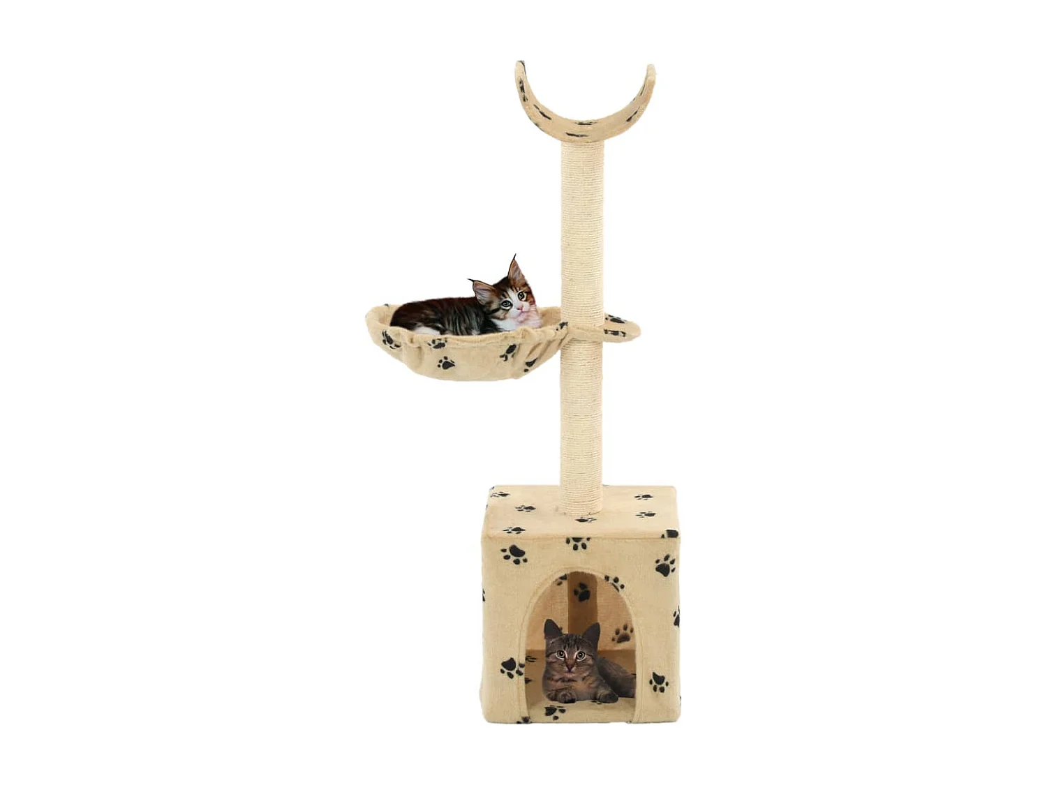 Arbre à chat et griffoirs en sisal 105 cm Beige Motif de pattes