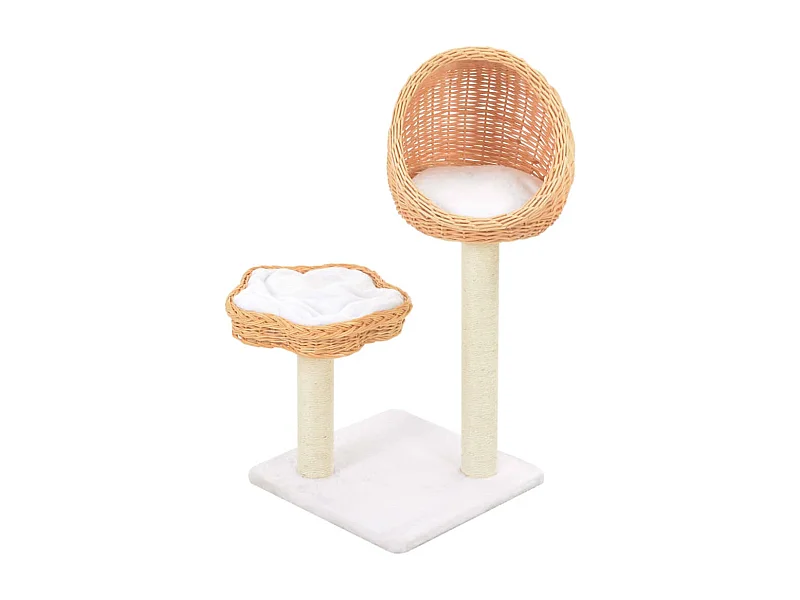 Rascador para gatos con poste de sisal madera natural de sauce