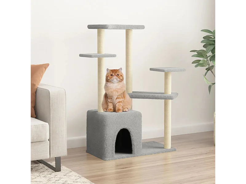 Árvore para gatos com arranhadores sisal 107,5 cm cinza-claro