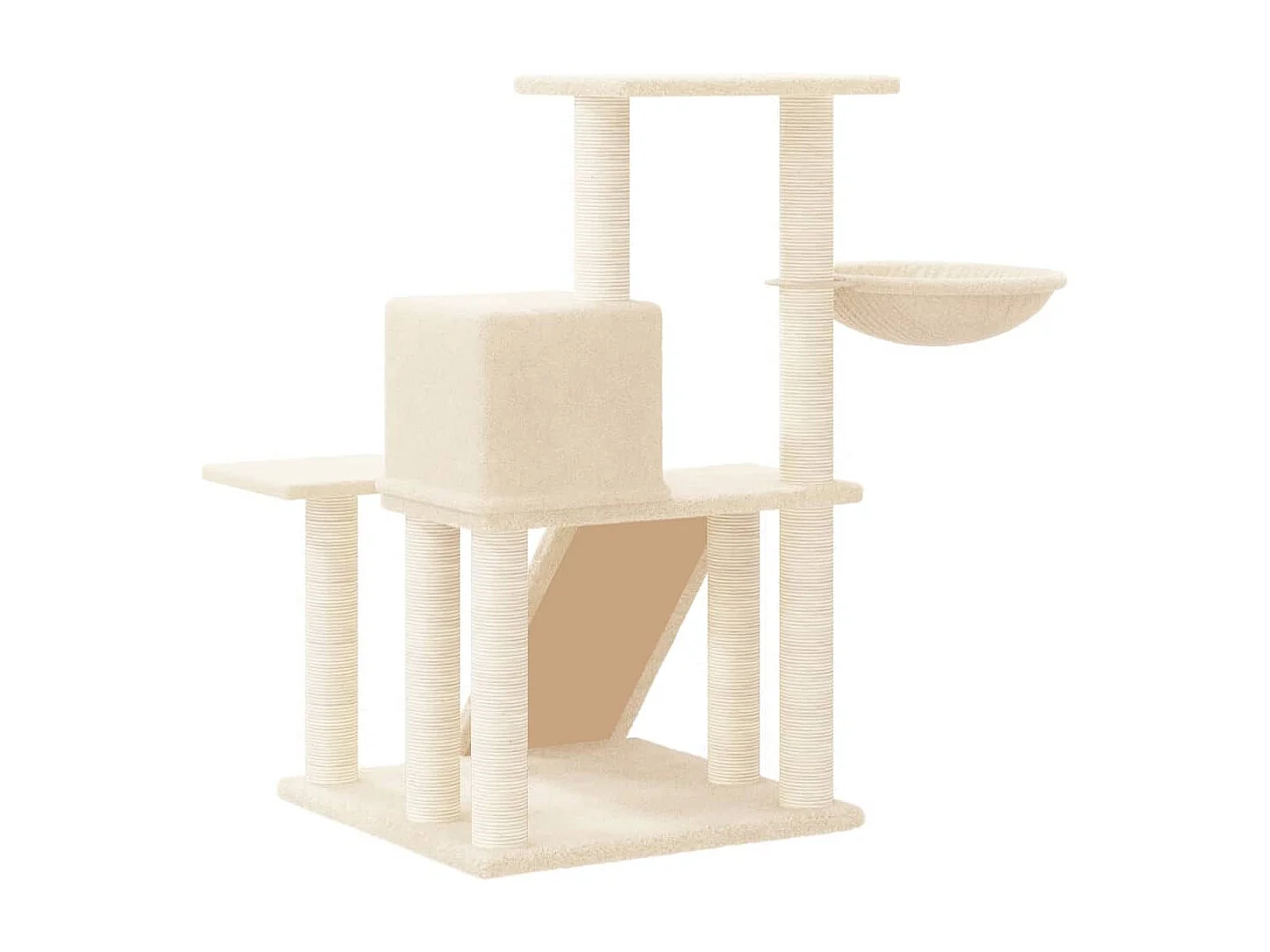 Rascador para gatos con postes de sisal color crema 82 cm