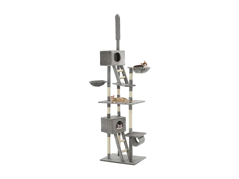 Arbre à chat avec griffoirs en sisal 230-260 cm Gris