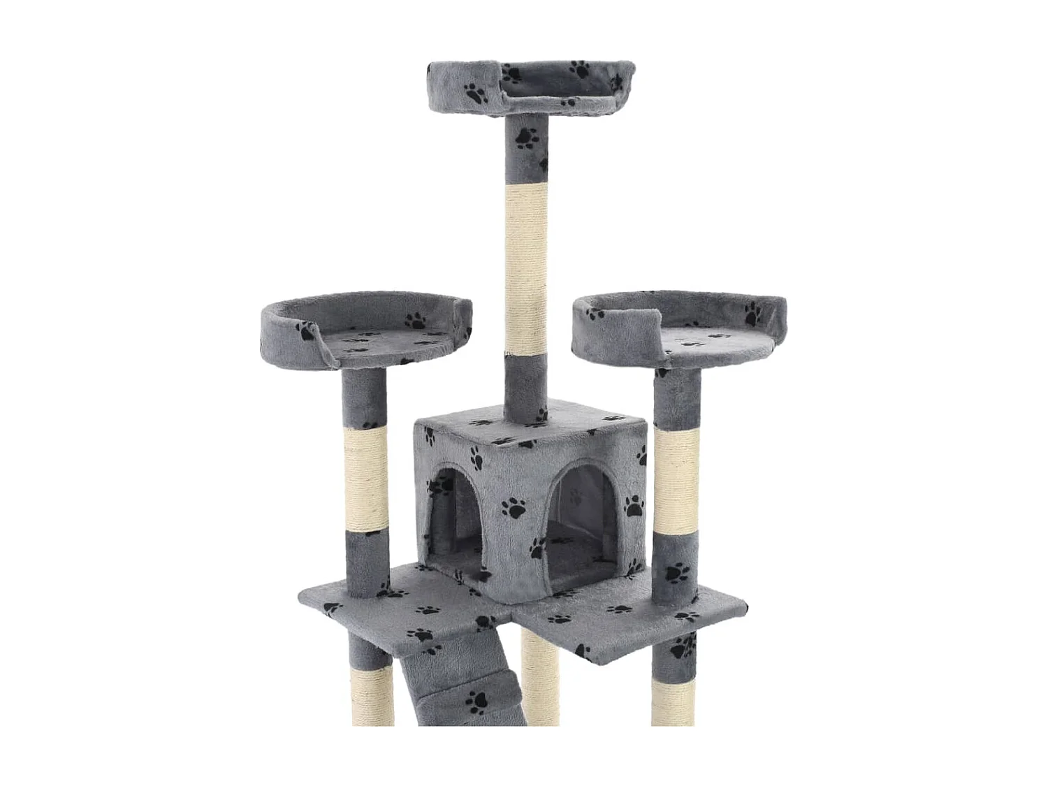 Arbre à chat et griffoirs Sisal 170cm Empreintes de pattes Gris