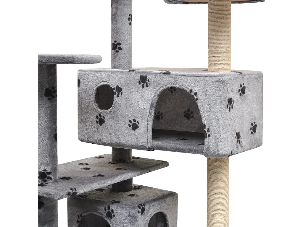 Arbre à chat et griffoir Sisal 125 cm Empreintes de pattes Gris