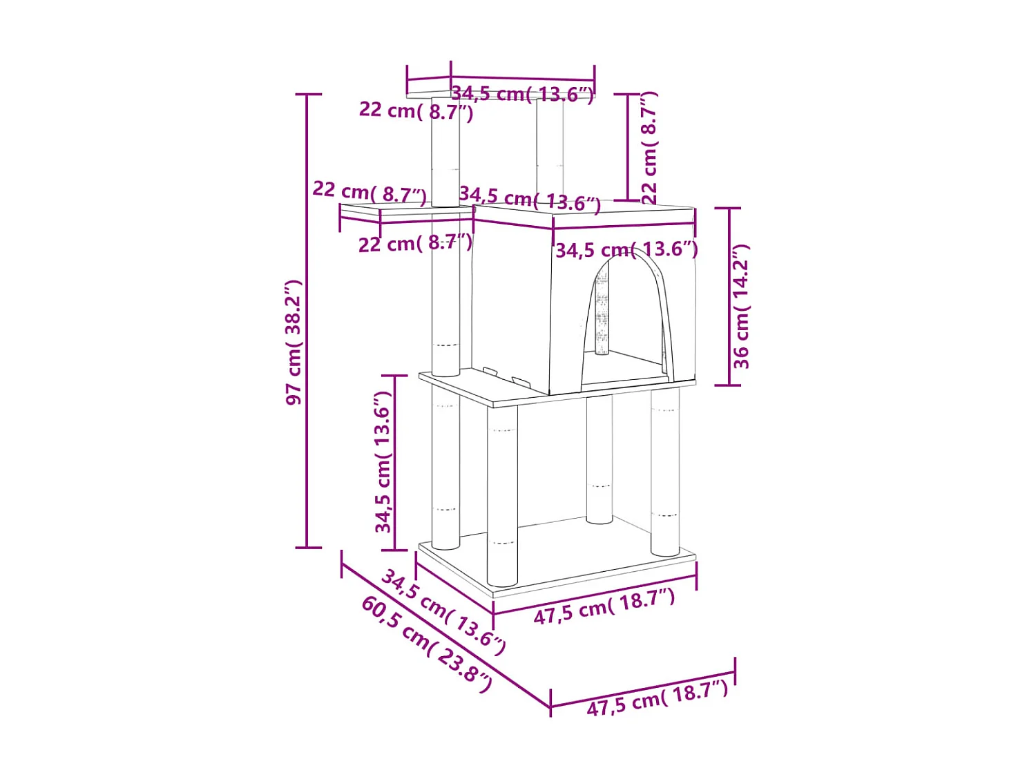 Arbre à chat avec griffoirs en sisal gris clair 97 cm