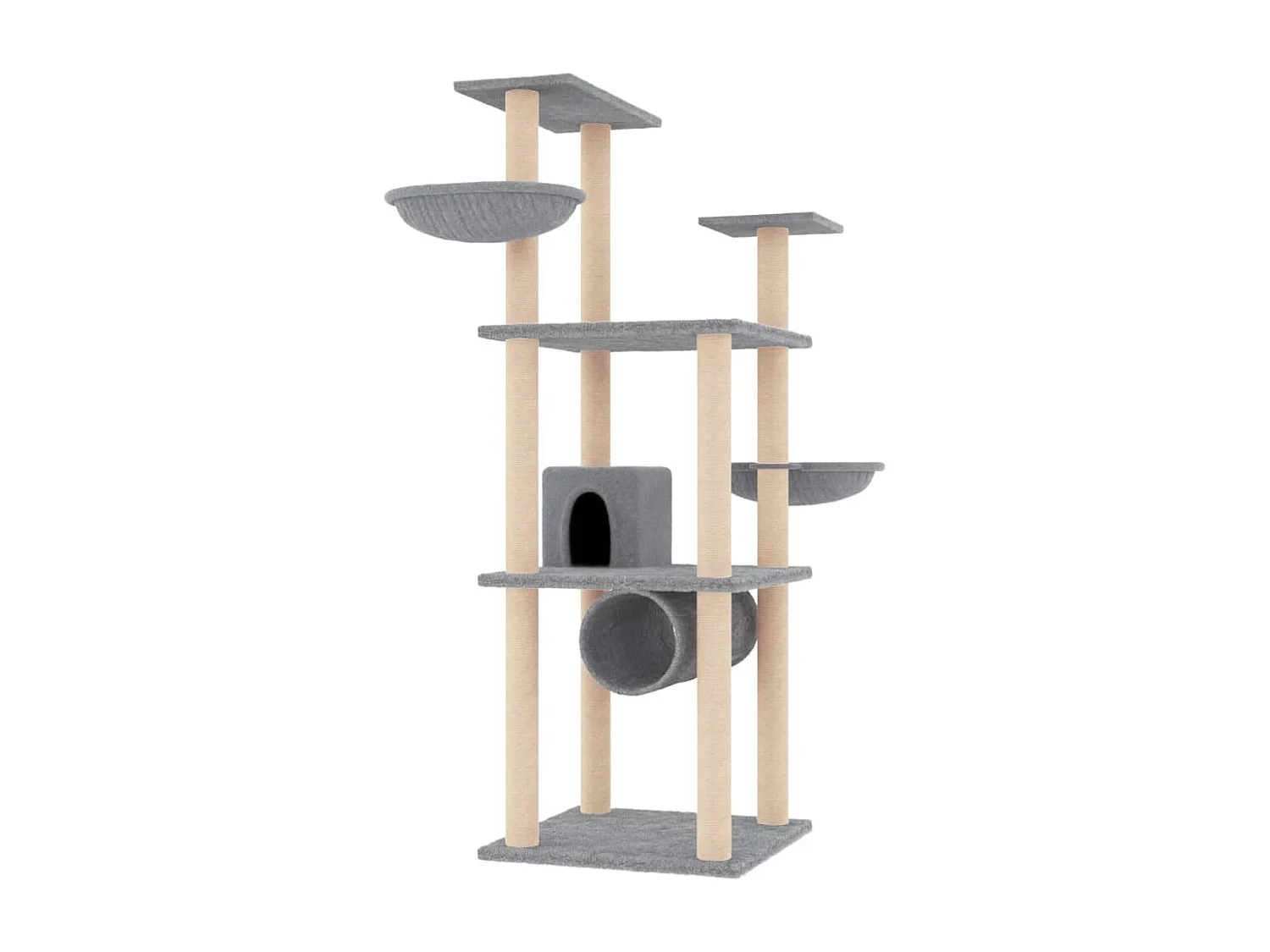 Arbre à chat avec griffoirs en sisal gris clair 141 cm