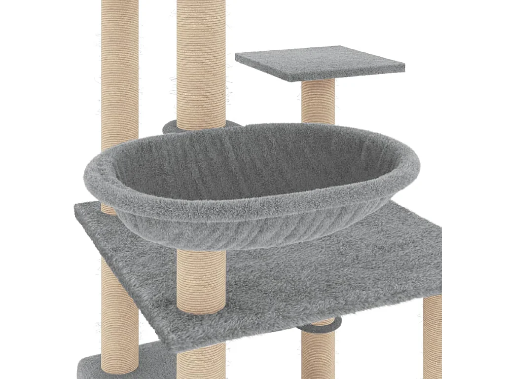 Arbre à chat avec griffoirs en sisal gris clair 141 cm