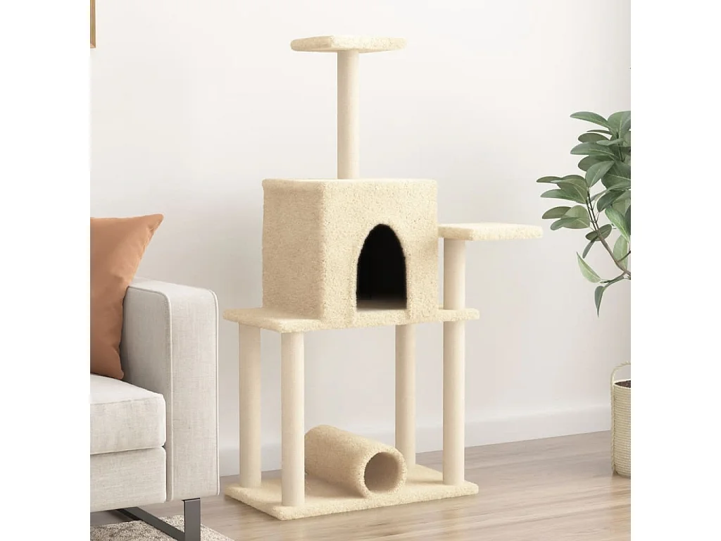 Arbre à chat avec griffoirs en sisal crème 122 cm