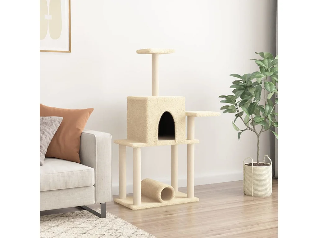Arbre à chat avec griffoirs en sisal crème 122 cm