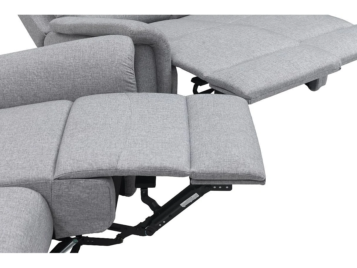 Ensemble canapés relax manuels Léon 3 + 2 places en tissu gris clair - Loungitude