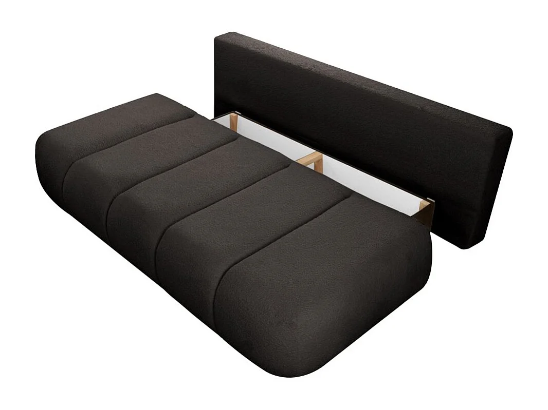 Canapé convertible droit 3 places MERRY en tissu bouclette - noir