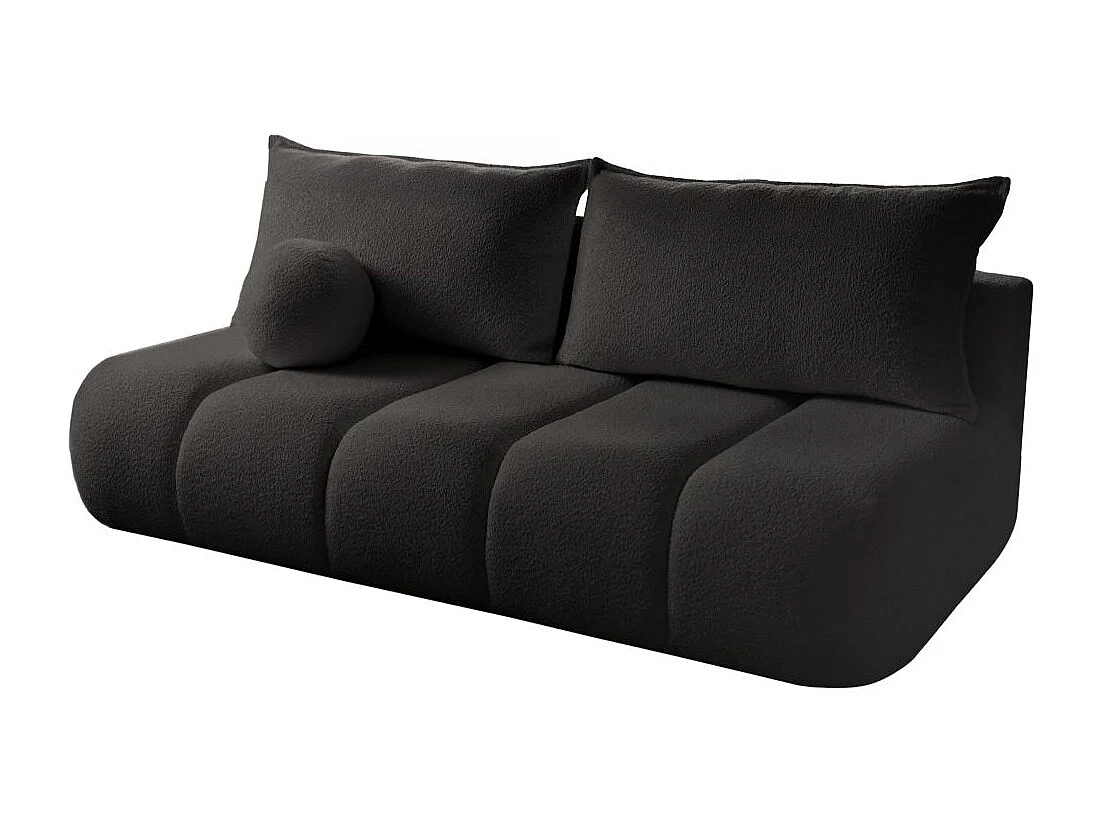 Canapé convertible droit 3 places MERRY en tissu bouclette - noir