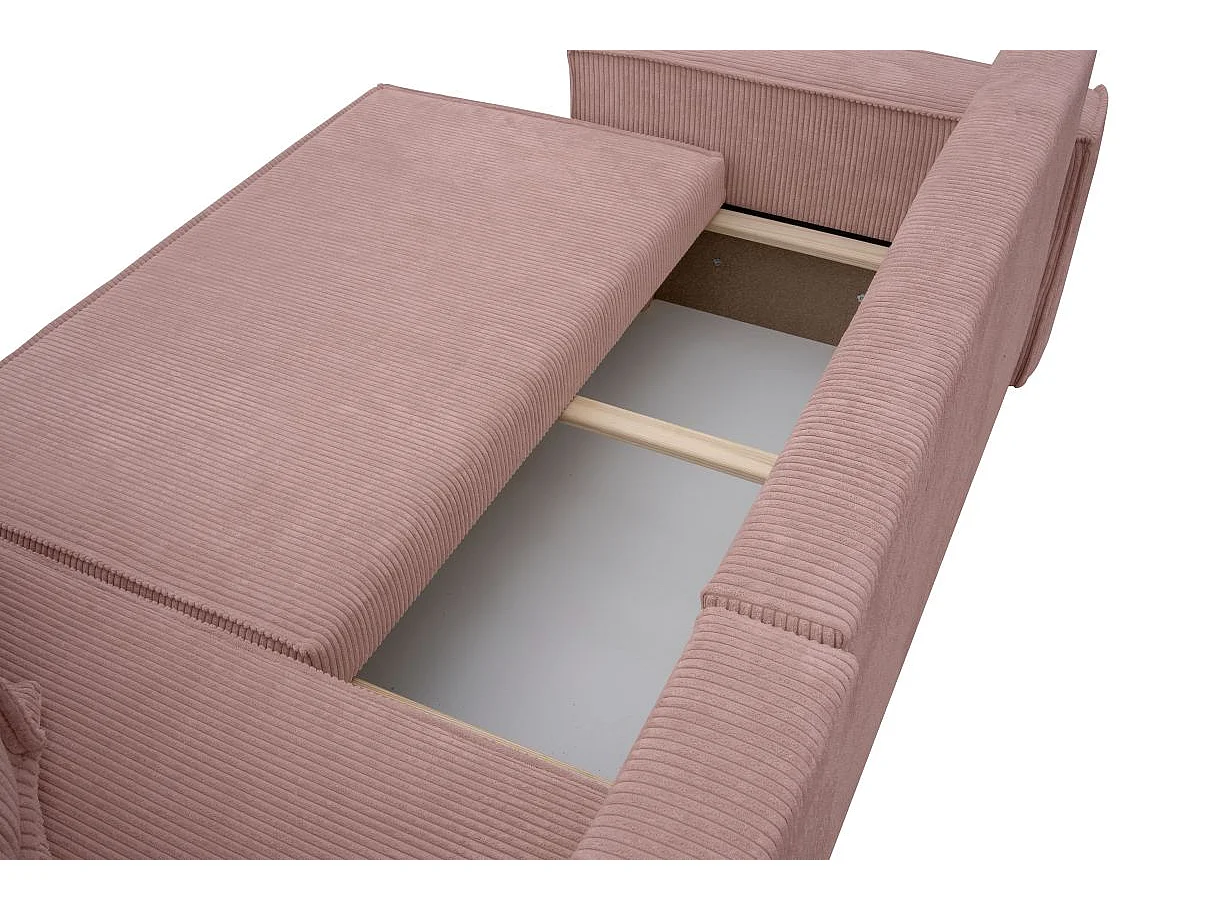 Canapé FARAH d'angle convertible et réversible 4 places en velours côtelé - Rose