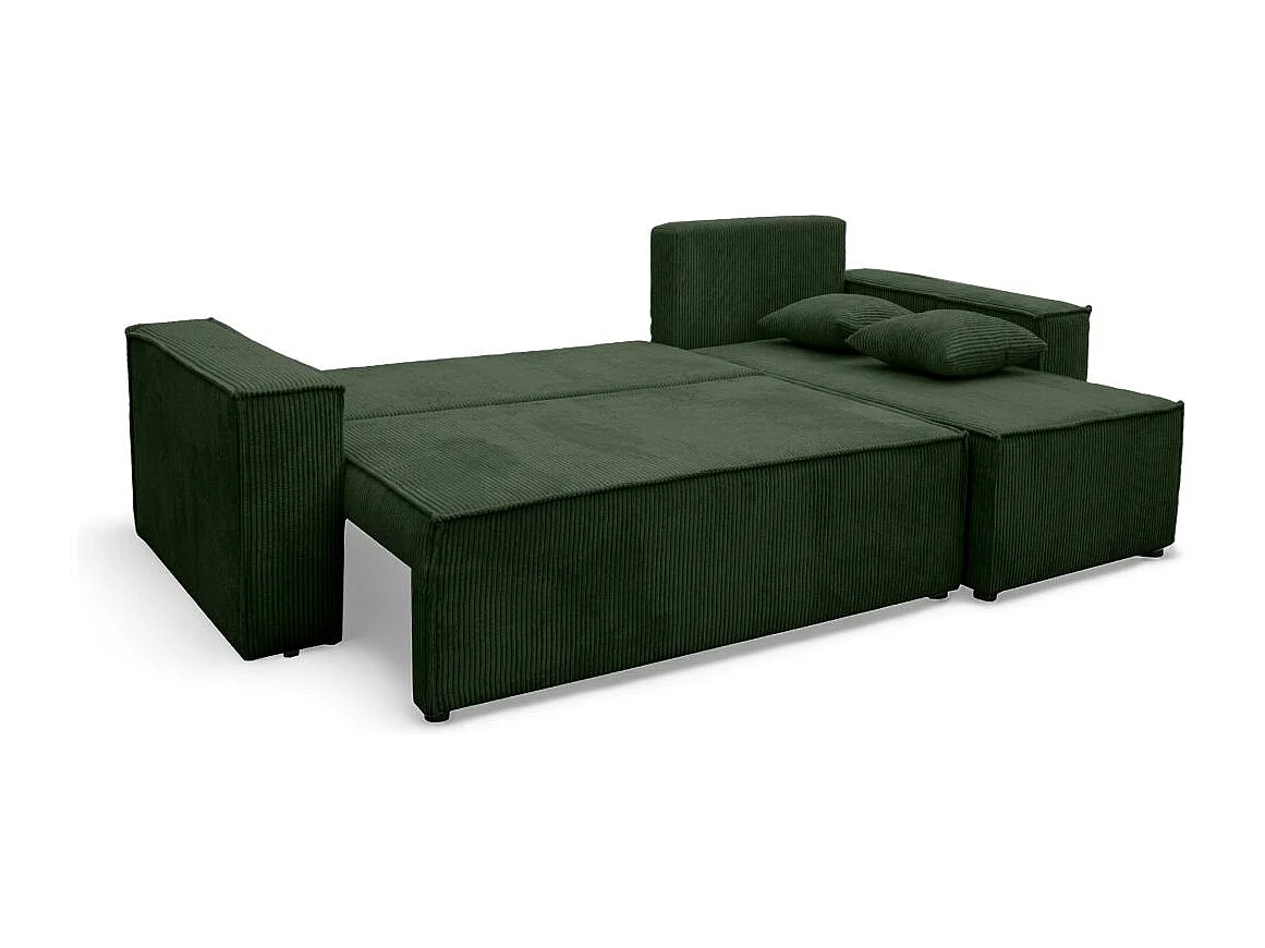 Canapé FARAH d'angle convertible et réversible 4 places en velours côtelé - Vert foncé