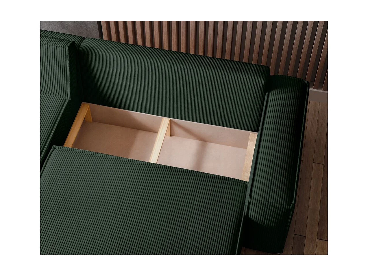 Canapé FARAH d'angle convertible et réversible 4 places en velours côtelé - Vert foncé