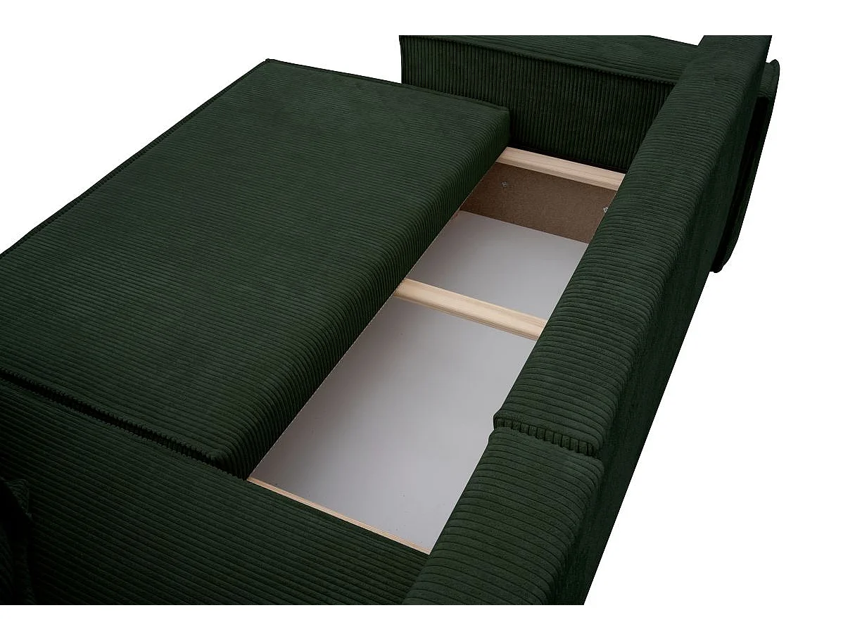 Canapé FARAH d'angle convertible et réversible 4 places en velours côtelé - Vert foncé