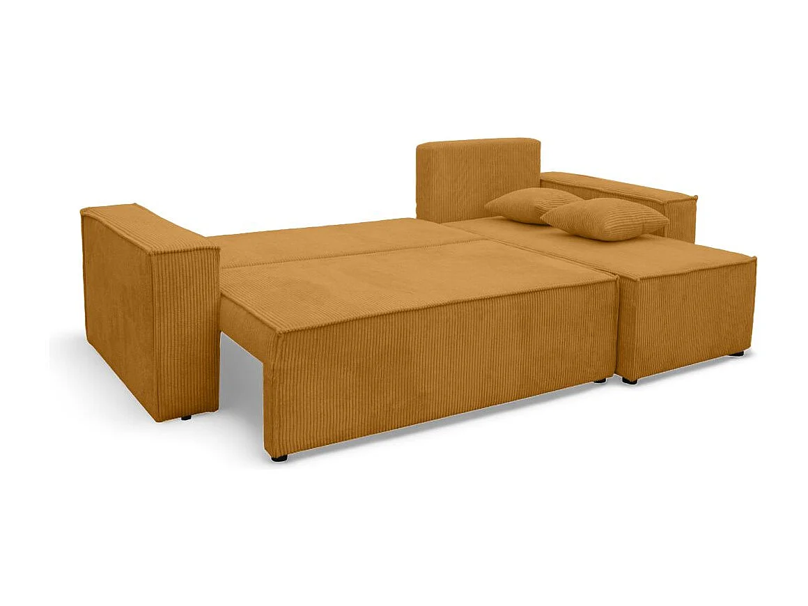 Canapé FARAH d'angle convertible et réversible 4 places en velours côtelé - Jaune