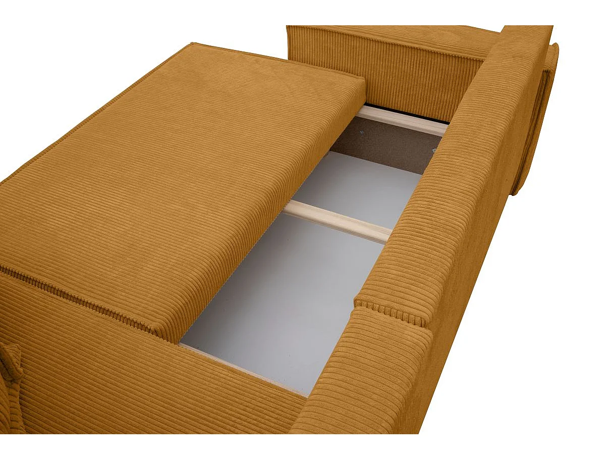 Canapé FARAH d'angle convertible et réversible 4 places en velours côtelé - Jaune