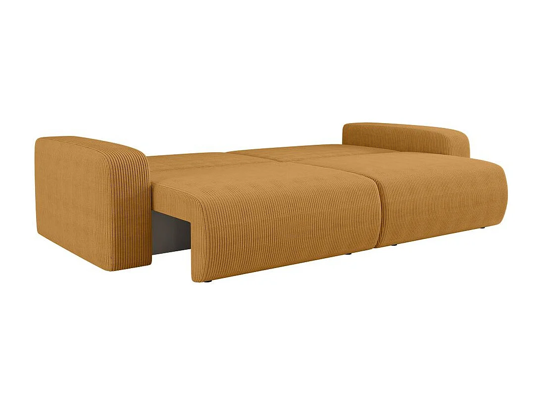 Canapé droit 3 places ALYA convertible en velours côtelé - Jaune