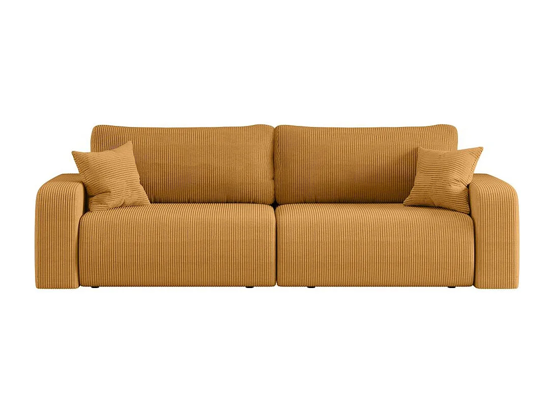 Canapé droit 3 places ALYA convertible en velours côtelé - Jaune
