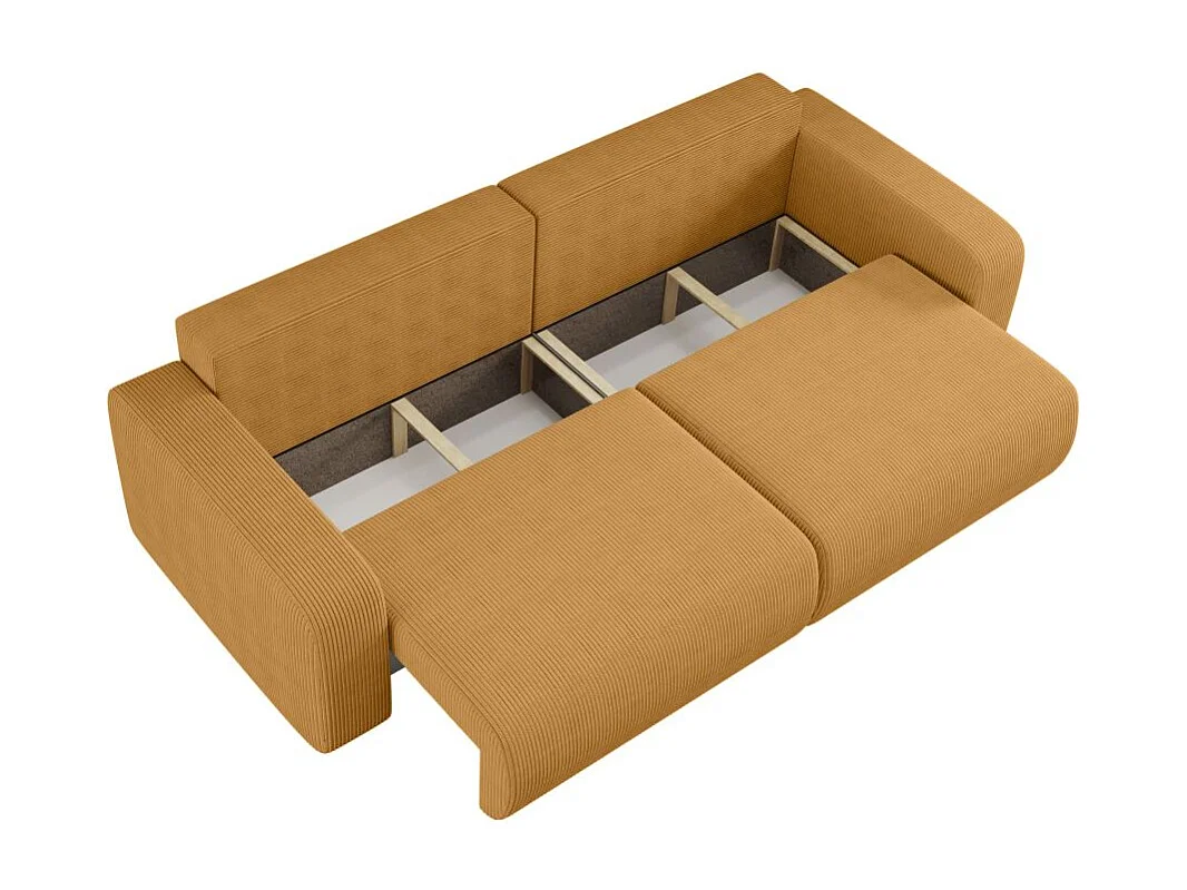 Canapé droit 3 places ALYA convertible en velours côtelé - Jaune