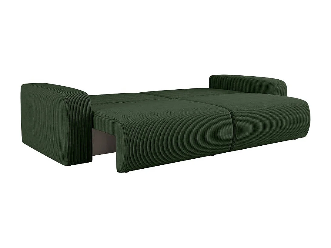Canapé droit 3 places ALYA convertible en velours côtelé - Vert foncé