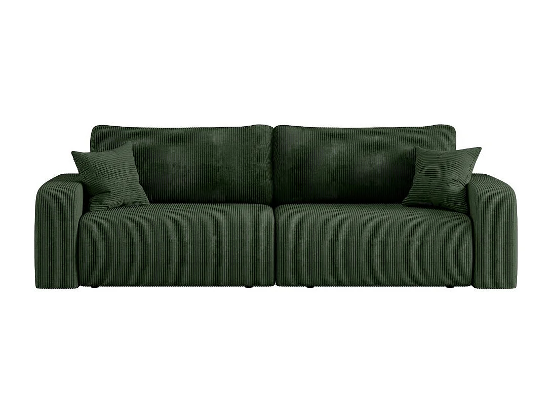 Canapé droit 3 places ALYA convertible en velours côtelé - Vert foncé