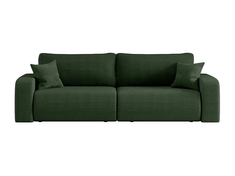 Canapé droit 3 places ALYA convertible en velours côtelé - Vert foncé