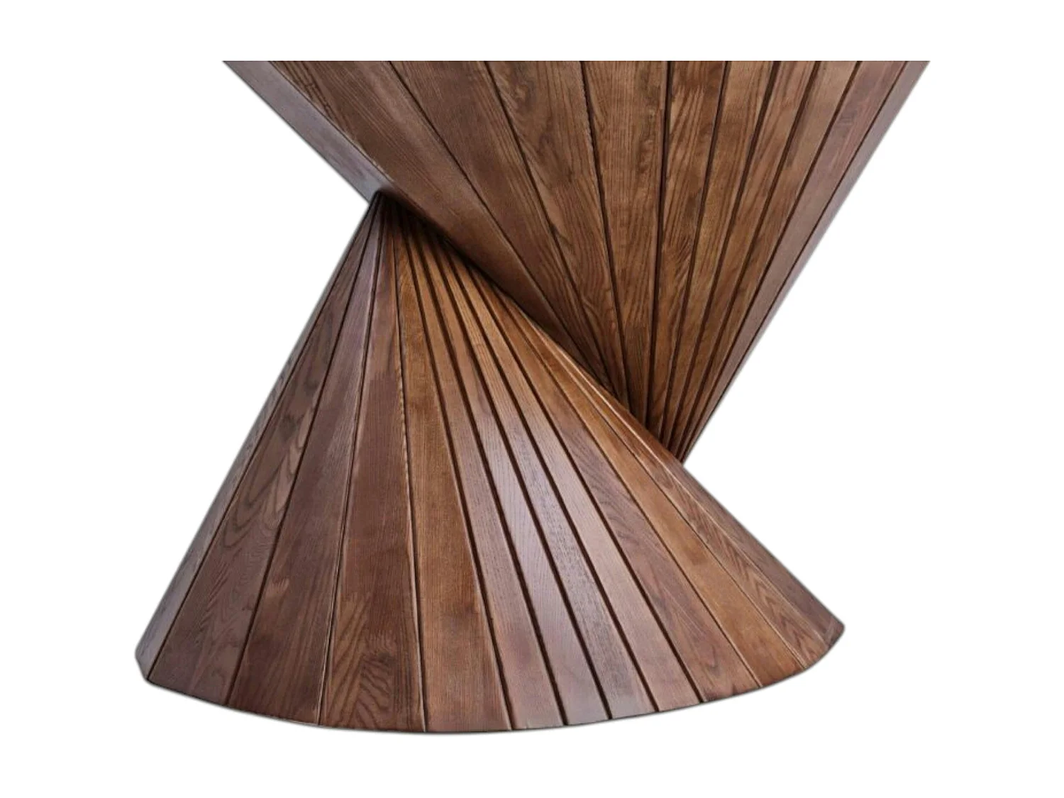 Table ronde céramique pied conique bois marron ⌀160 cm ALDER