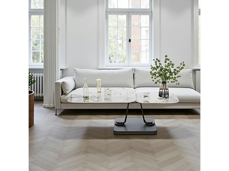 Table basse céramique marbrée plateaux déployants LOMBARDIE