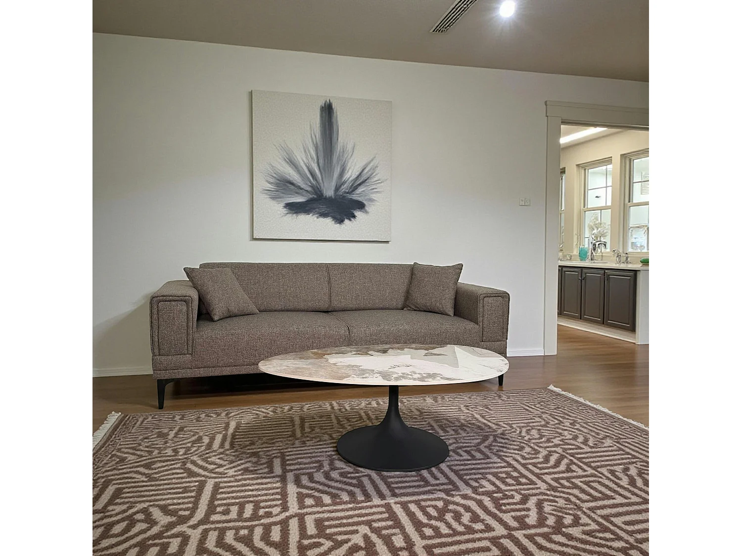 Table basse céramique marbrée, pied tulipe LIGURIE