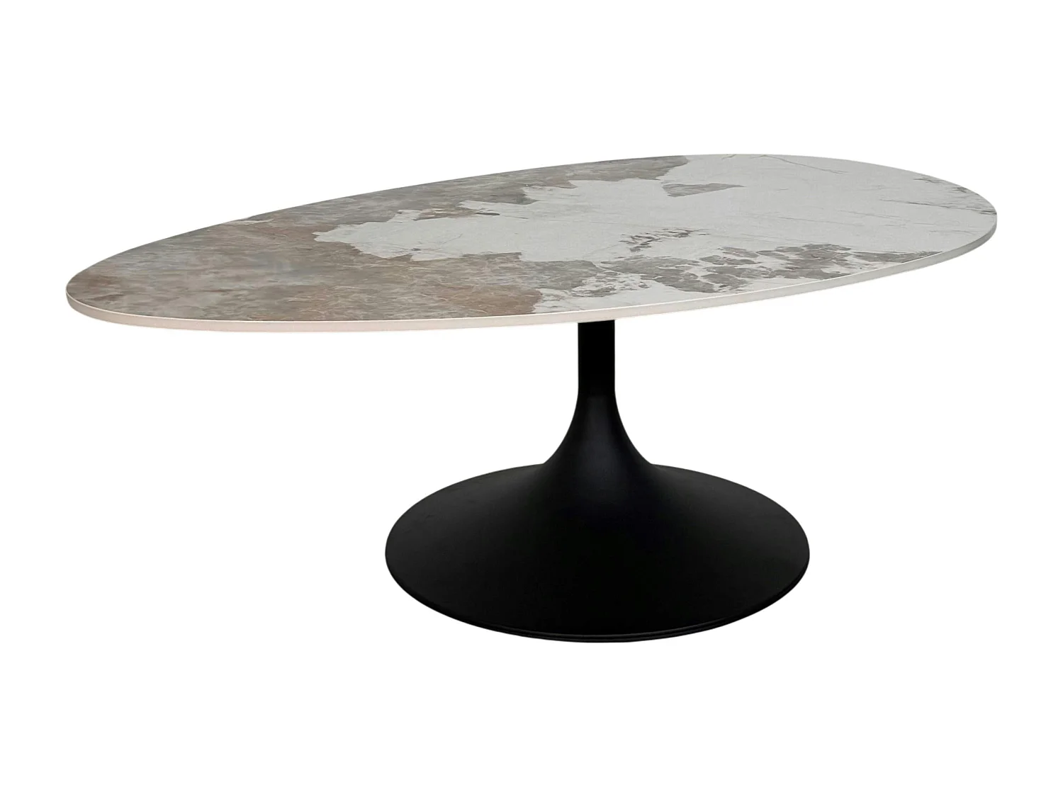 Table basse céramique marbrée, pied tulipe LIGURIE