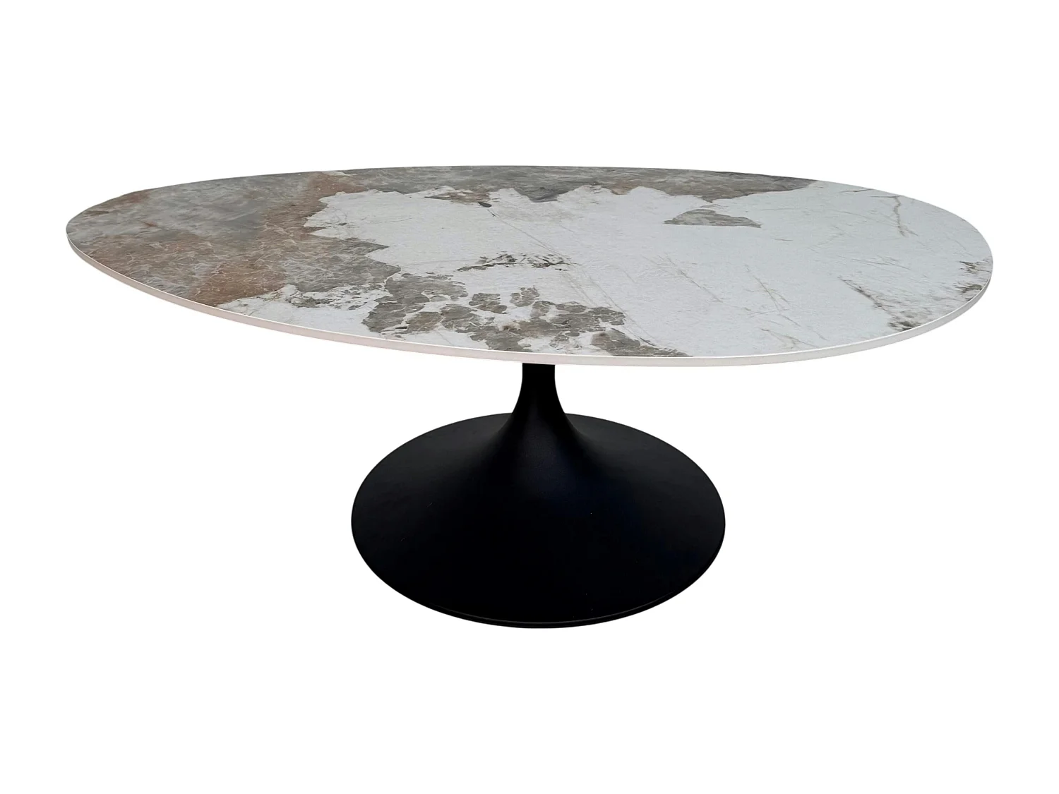 Table basse céramique marbrée, pied tulipe LIGURIE