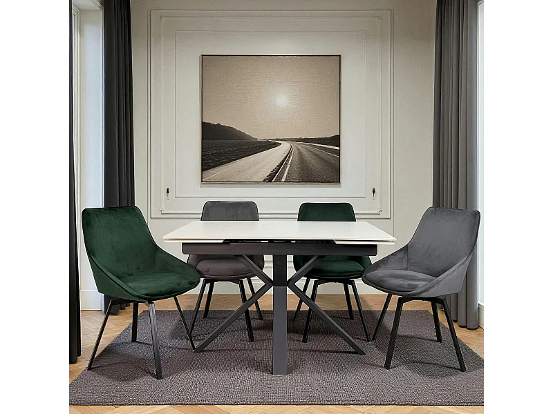 Table extensible en céramique effet terrazzo 120-180 cm VICO