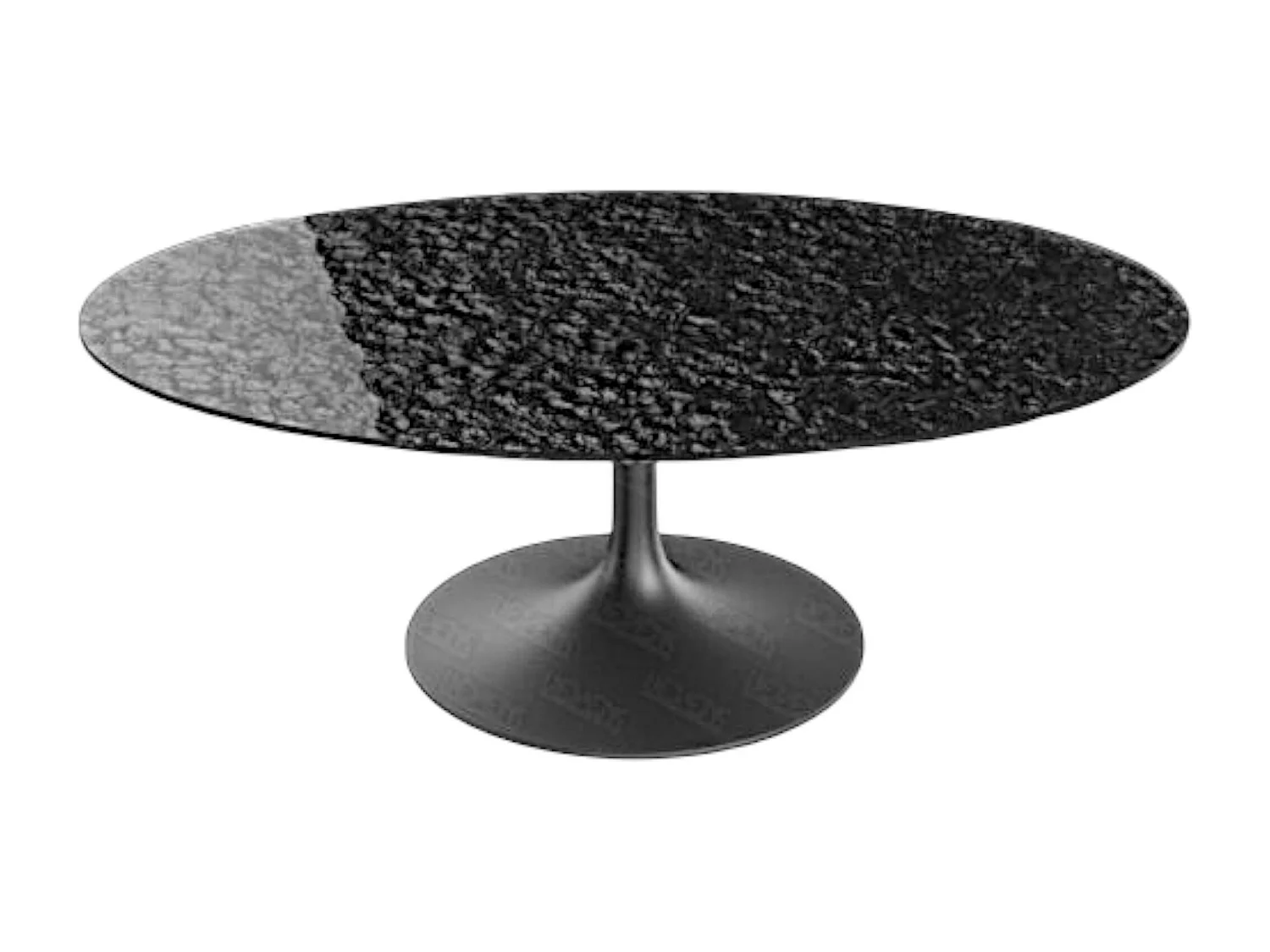 Table basse verre ondulé noir ovale, pied tulipe LIGURIE