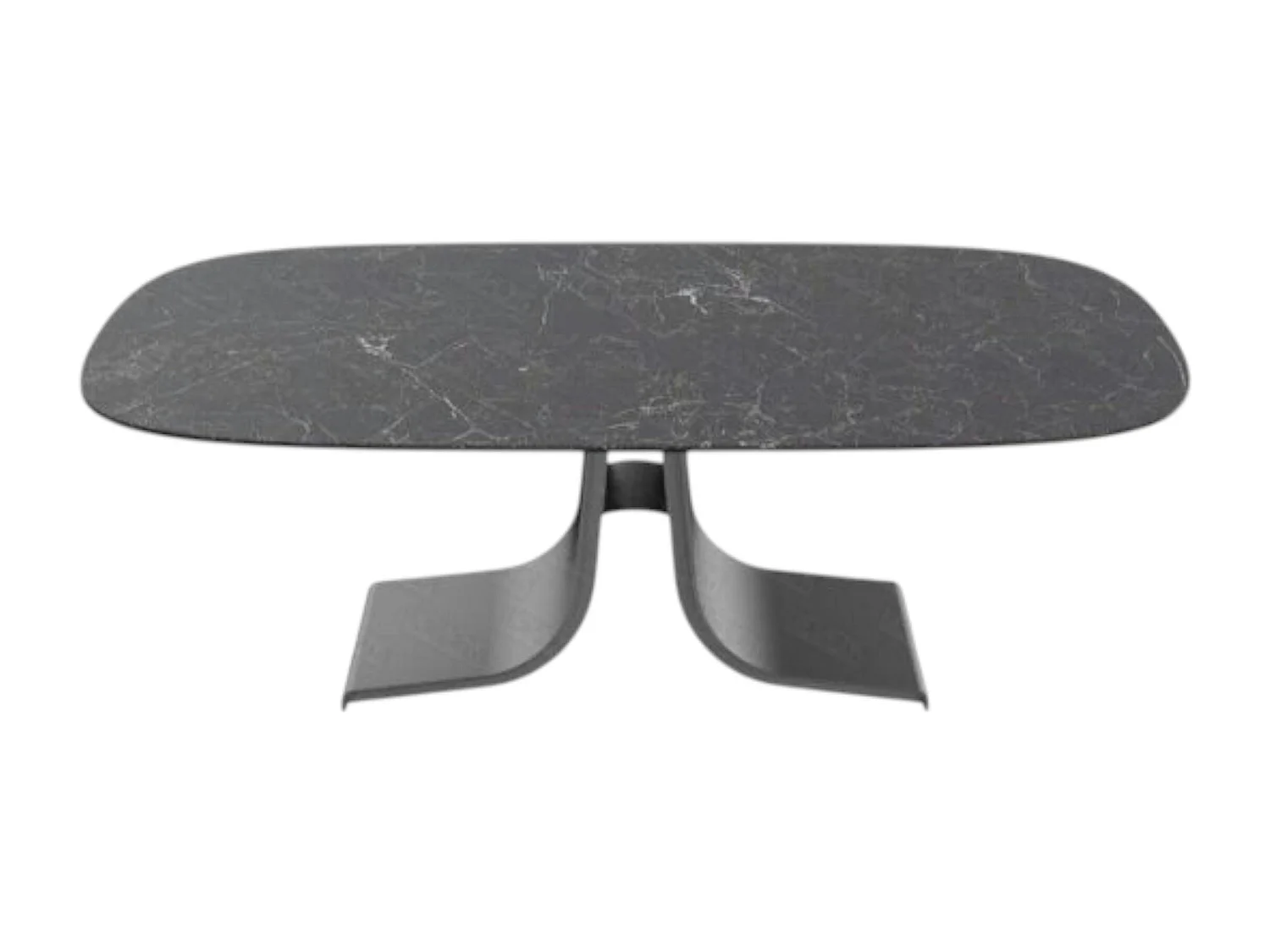 Table basse céramique grise marbrée pied ouvert LIGURIE