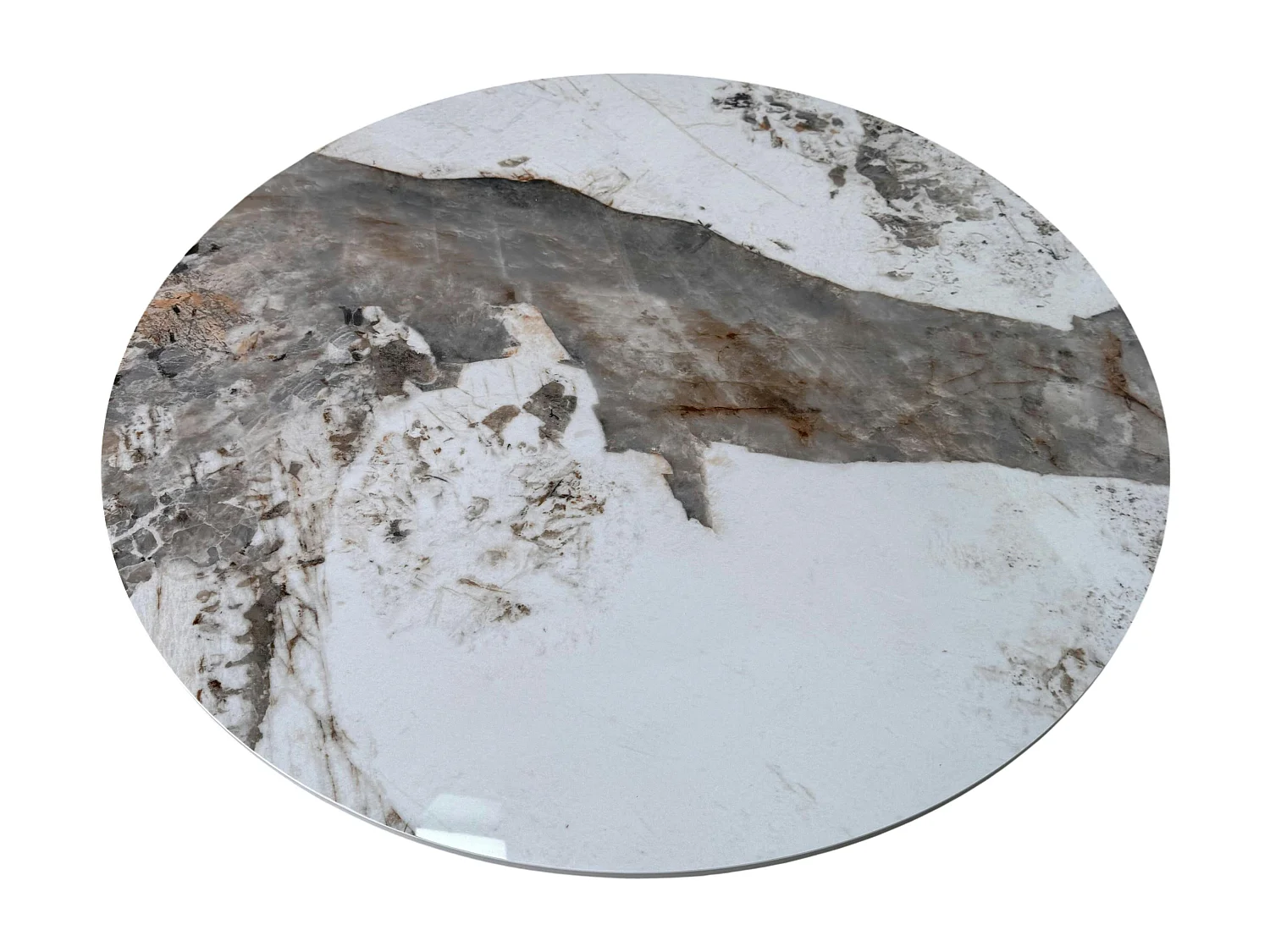 Table basse ronde céramique marbrée, pied tulipe LIGURIE