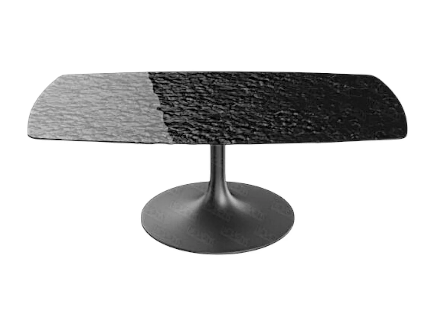 Table basse verre ondulé noir, pied tulipe LIGURIE