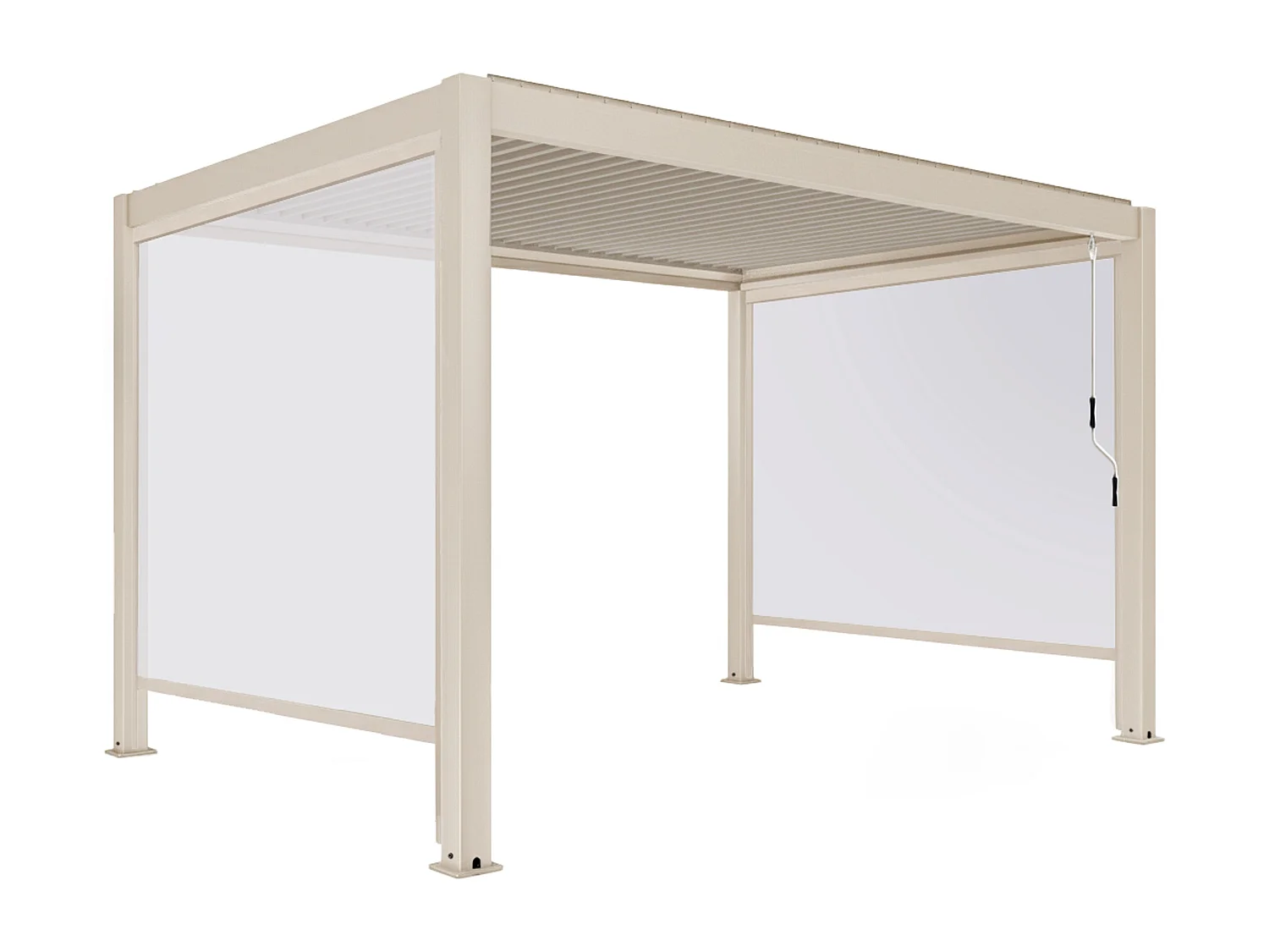 Vrijstaande pergola 3x4m en 2 crèmekleurige houten jaloezieën