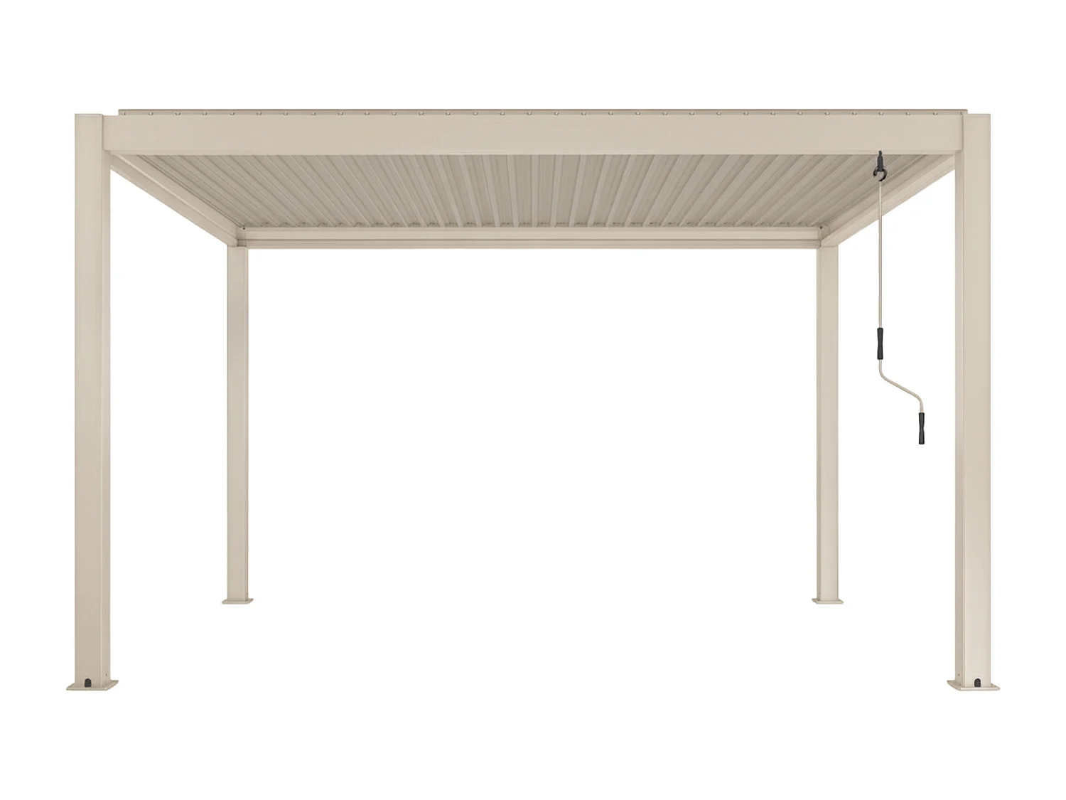 Vrijstaande pergola 3x4m en 2 crèmekleurige houten jaloezieën