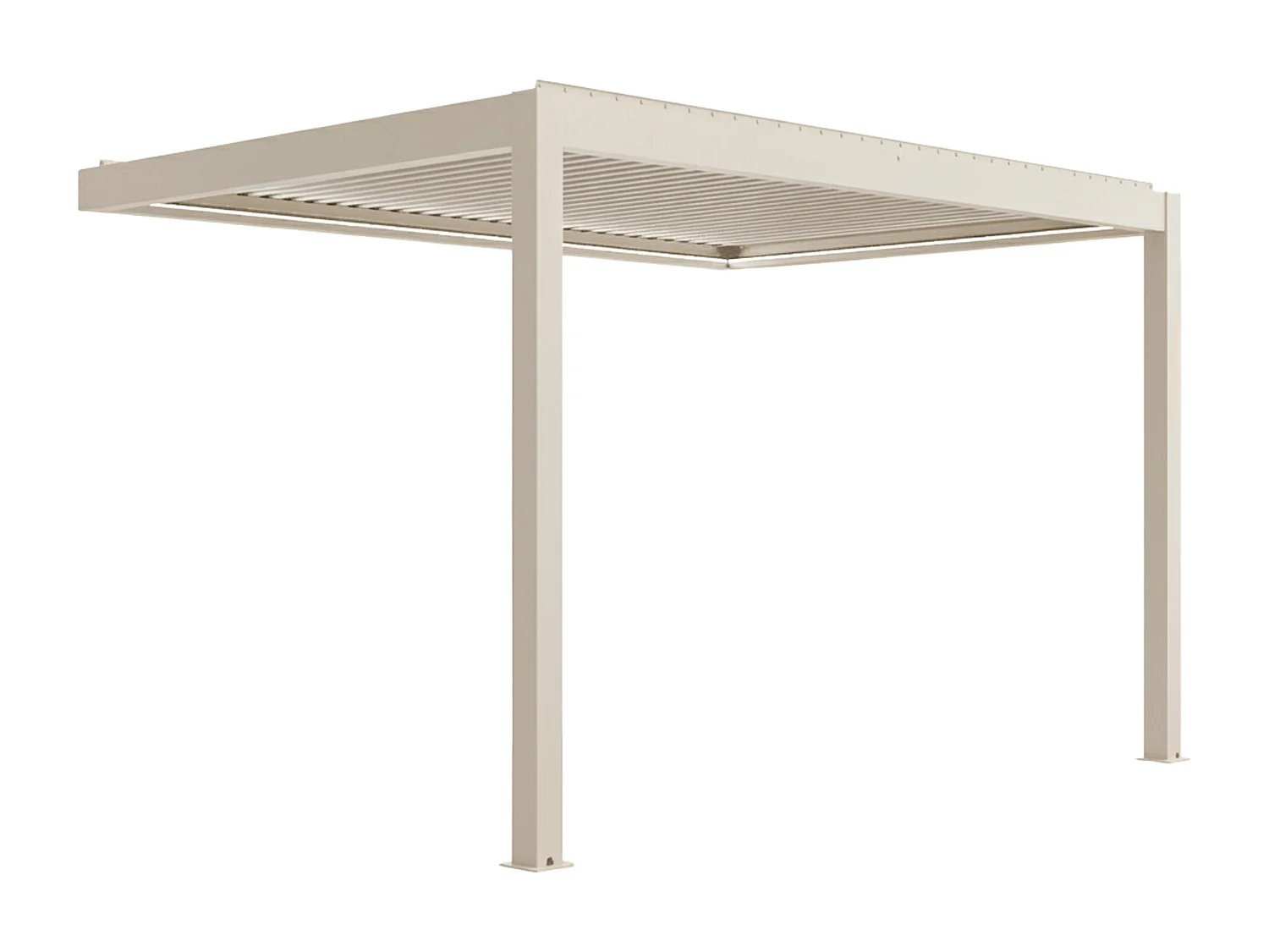 3x4m aanbouw bioklimatische pergola en 2 crèmekleurige jaloezieën