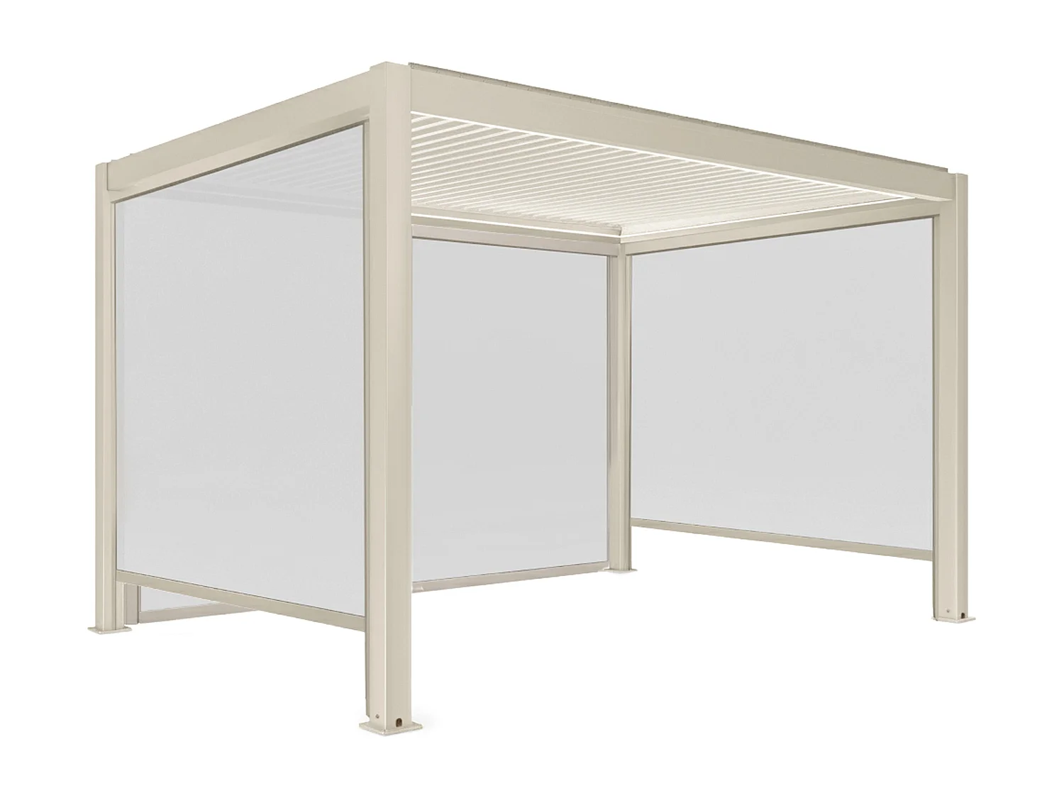 Vrijstaande gemotoriseerde bioklimatische pergola 3x4m en 3 jaloezieën