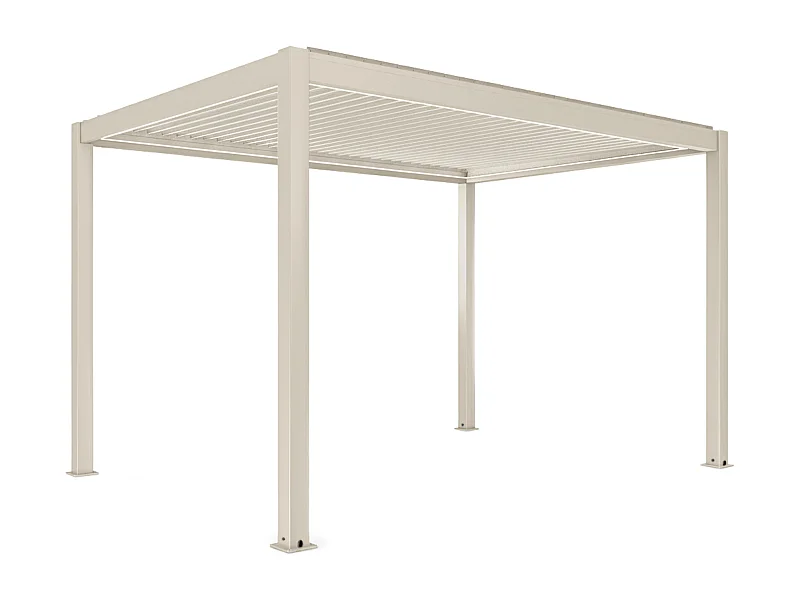 Pergola bioclimatique autoportée motorisée et éclairée 3x4 m crème