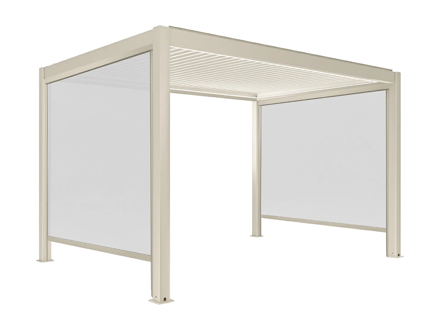 Vrijstaande gemotoriseerde bioklimatische pergola 3x4m en 2 jaloezieën