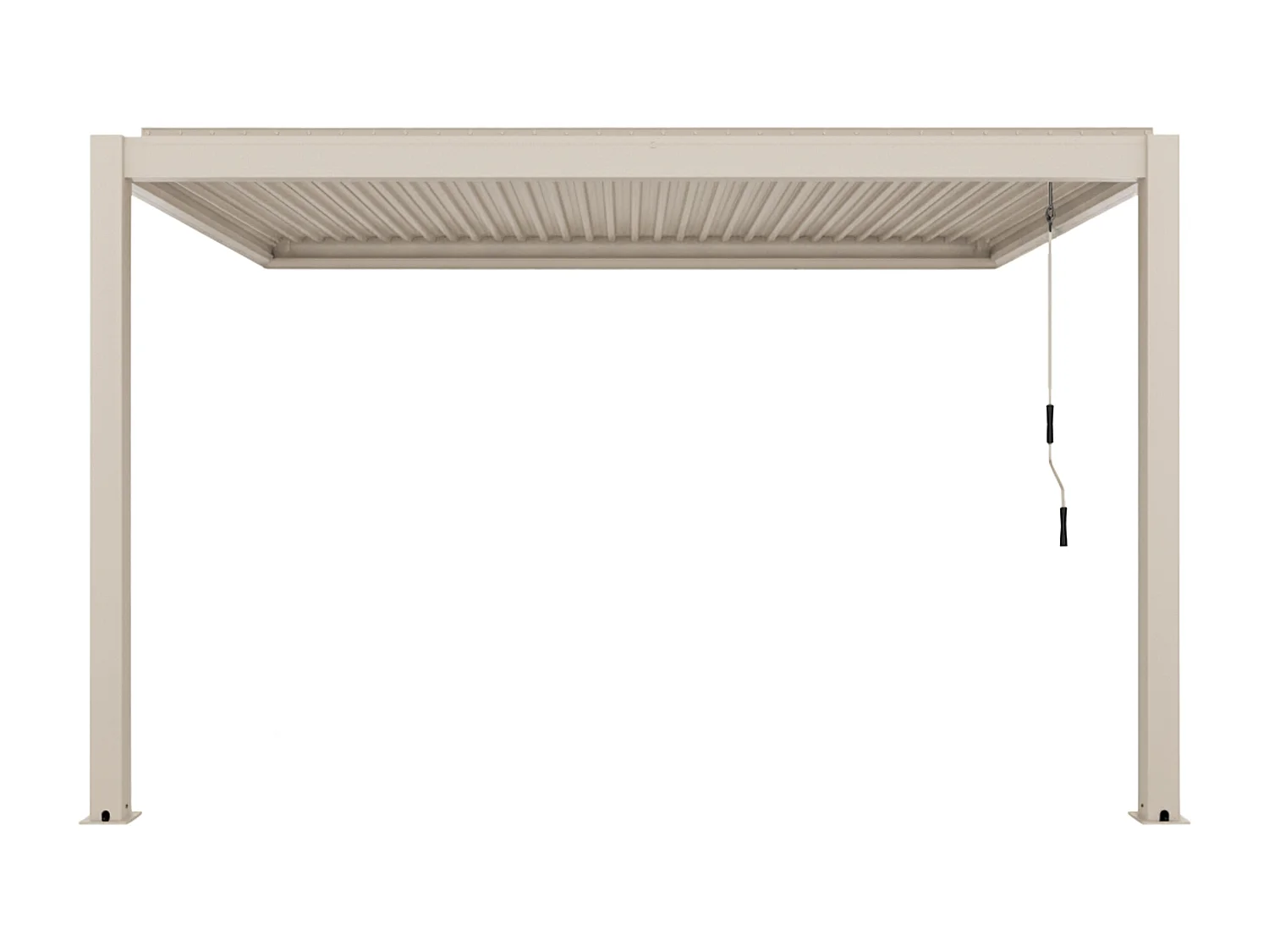 Pergola bioclimatique adossée 3x4m en aluminium bois crème