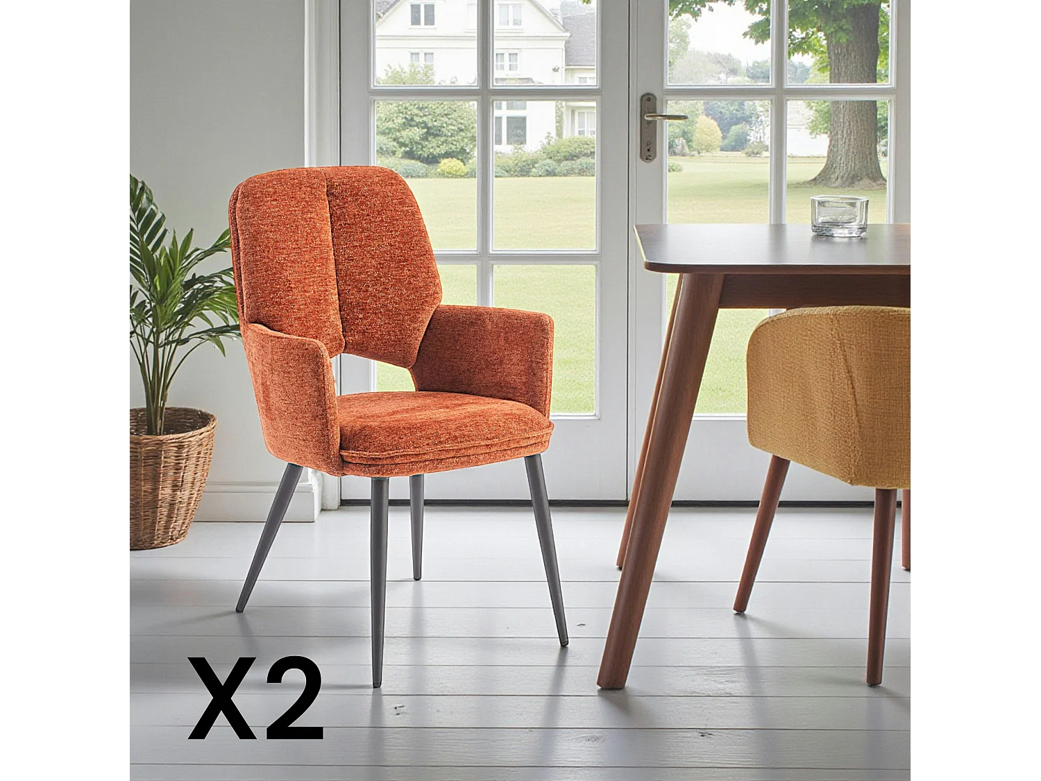 Fauteuil de table rouille à dossier ouvert (lot de 2) LIGURIE