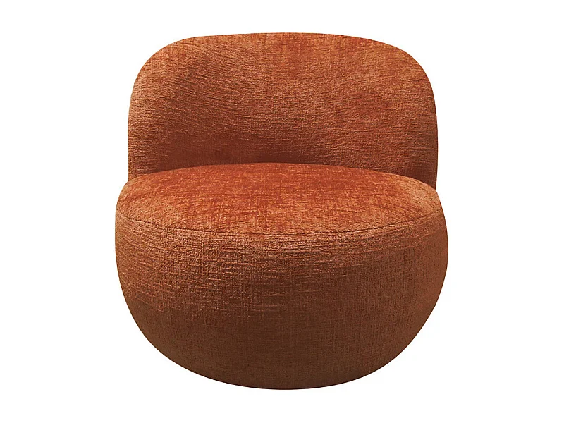 Mo - Fauteuil rond en tissu chenille - Terracotta