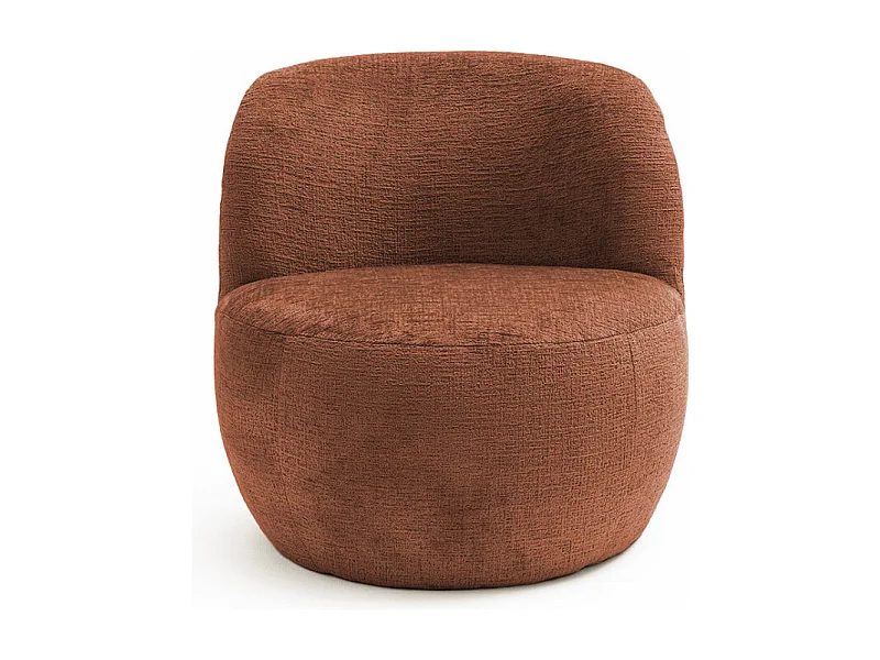 Mo - Fauteuil rond en tissu chenille - Terracotta