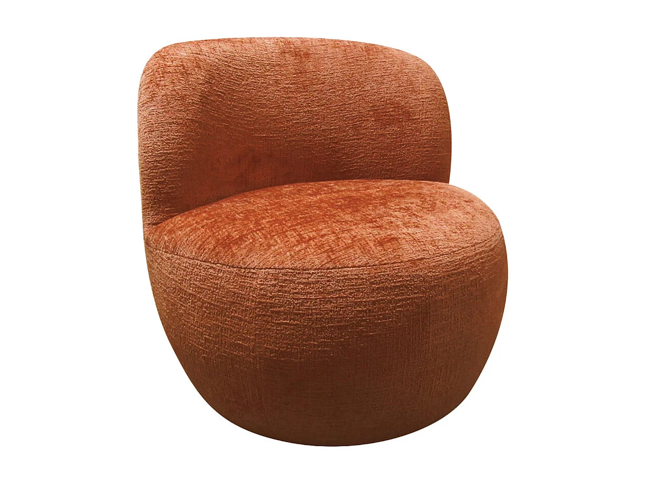 Mo - Fauteuil rond en tissu chenille - Terracotta